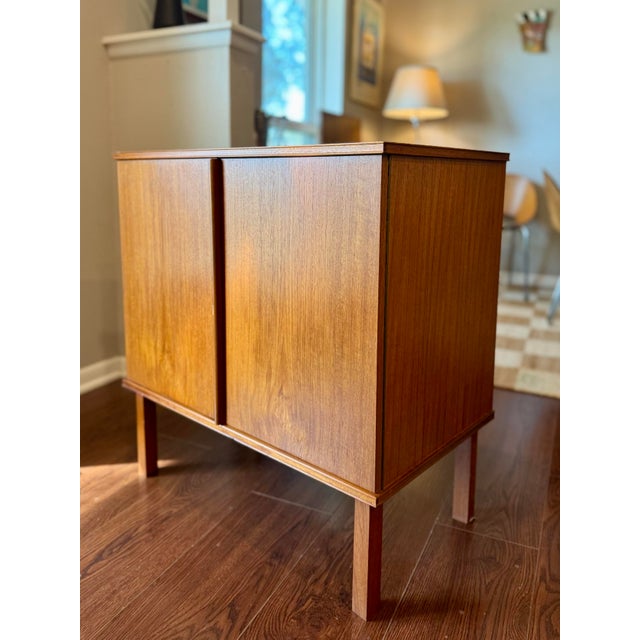 Wood Danish Mid Century Modern Record Cabinet, Circa 1960s. For Sale - Image 7 of 11