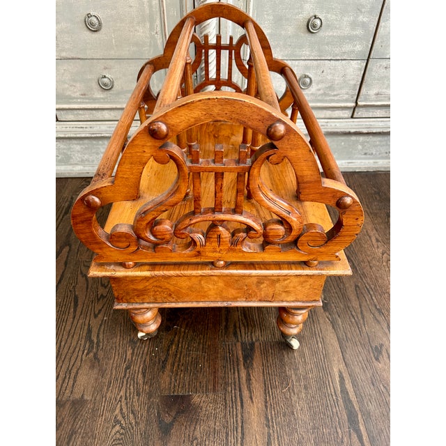 Victorian Antique Victorian Walnut Canterbury Stand For Sale - Image 3 of 6