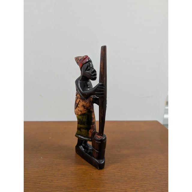Hand-Carved Ghanaian Wooden Sculpture – Woman Pounding Fufu For Sale In Washington DC - Image 6 of 6