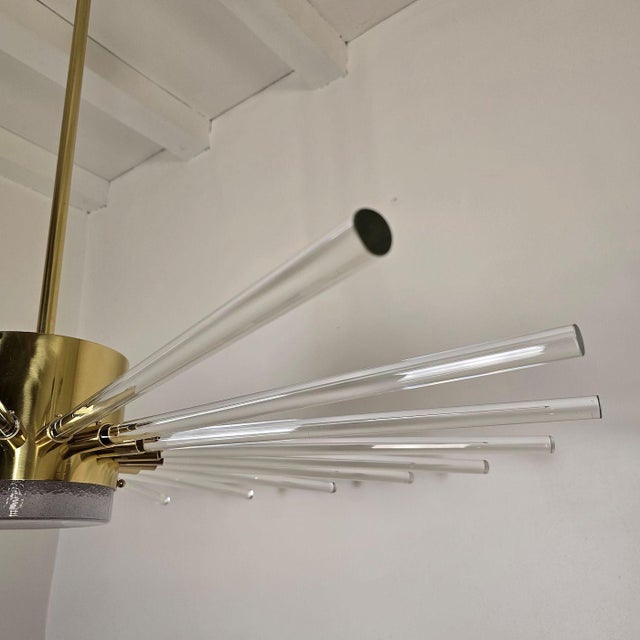 1980s Mid-Century Modern Transparent Glass Sputnik Chandelier For Sale - Image 11 of 14