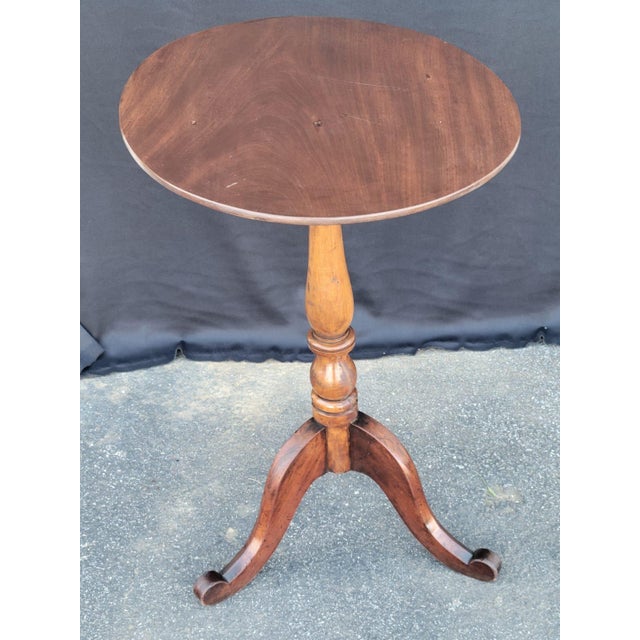 19th Century American Cherry Candle Stand Table Refurbished For Sale - Image 9 of 18