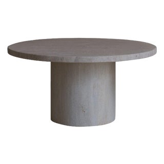 Round Top 100 Muted Beige Travertine Decorative Coffee Table by Beije Avenue For Sale