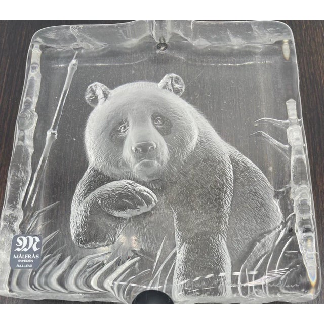 Up for sale is a stunning, handcrafted lead crystal sculpture of a Panda Bear by the world-renowned artist Mats Jonasson....