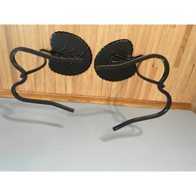Attributed to Salterini Pair of Lily Pad Nesting Wrought Iron Patio Tables Black For Sale - Image 9 of 10