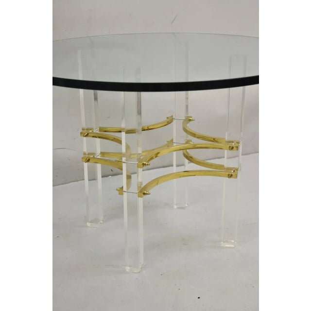 Mid-Century Modern Mid 20th Century Mid Century Modern Charles Hollis Jones Style Lucite Brass Round Side Table For Sale - Image 3 of 10