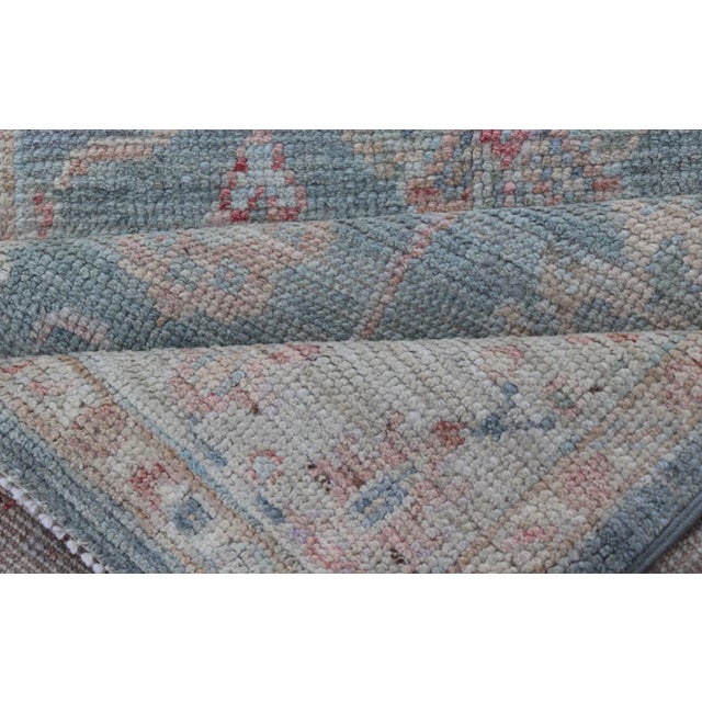 Textile Keivan Woven Arts Oushak Rug With Light Blue Field 2'11 X 5'8 For Sale - Image 7 of 9