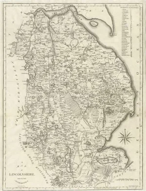 Large Antique County Map of Lincolnshire, 1805