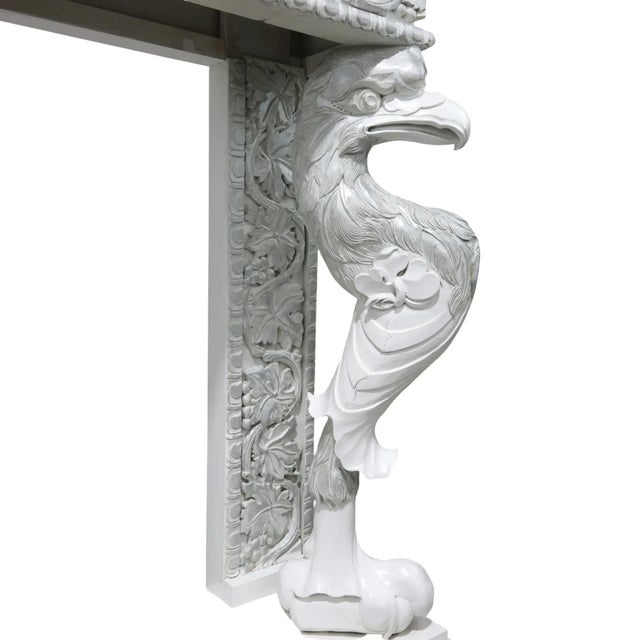 1980s Hollywood Regency Style Carved Wooden Mantel/Entrance Table (Silver-Plated Finish) For Sale - Image 10 of 16