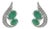 Petite Emerald and Diamond Curved Stud Earrings in Sterling Silver - A Pair For Sale