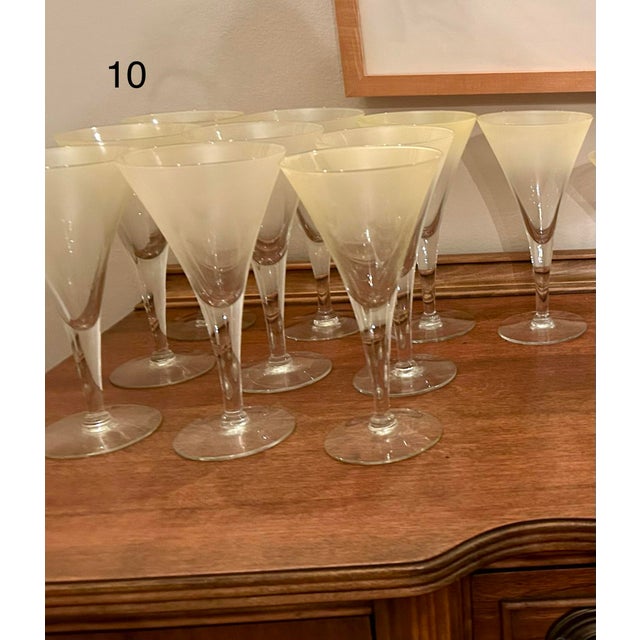 Dorothy Thorpe Vintage Mid-Century Modern Dorothy Thorpe Martini Glasses Yellow Satin - 10 pcs For Sale - Image 4 of 10