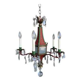 Brighton Pavilion Style Chinoiserie Decorated Tole & Crystal Chandelier For Sale