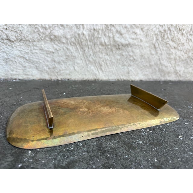 Carl Auböck Germany Footed Tray Hammered Brass Oval Hagenaure Style Secessinist For Sale - Image 4 of 5