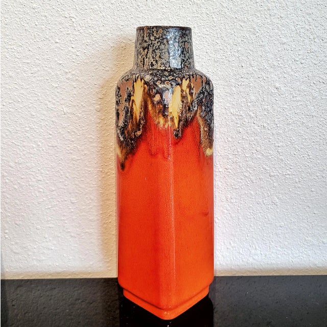 1970s Tall Persimmon-Orange Ü-Keramik Fat Lava Vase Nr. 1438/30 For Sale - Image 5 of 12