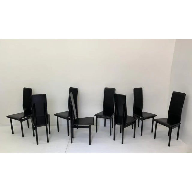 Contemporary Leather Italian Pozzi Chairs, 1980s, Set of 8 For Sale - Image 3 of 17