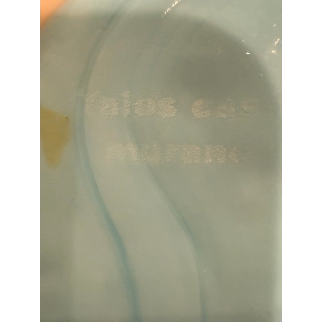 Yalos Casa 1980s Large 16" Yalos Casa Murano Glass Centerpiece Bowl Blue Iridescent Swirl Italy For Sale - Image 4 of 6