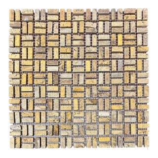 Gold Travertine Honed Paolo Basketweave For Sale