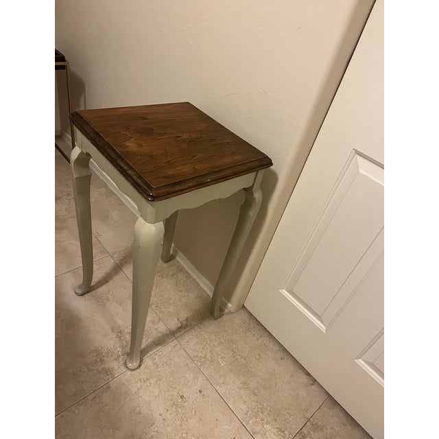 Celadon Vintage Queen Anne Style Accent Side Table For Sale - Image 8 of 11
