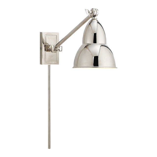 Visual Comfort Signature French Library Single Arm Wall Lamp in Polished Nickel For Sale