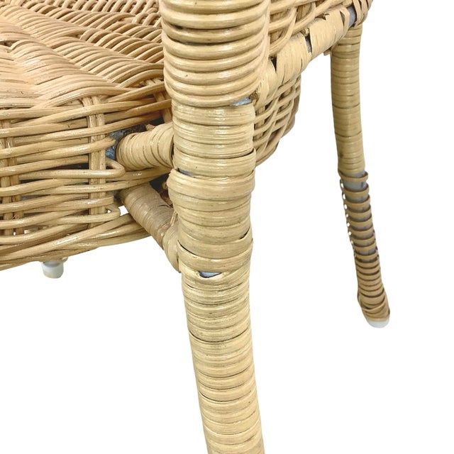 Vintage Woven Wicker & Rattan Side Chair With Cushion For Sale - Image 16 of 18