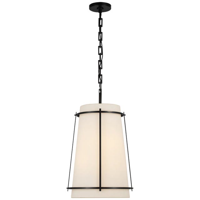 Callaway Medium Hanging Shade in Bronze with Linen Shade and Frosted Acrylic Diffuser Designer: Carrier and Company...