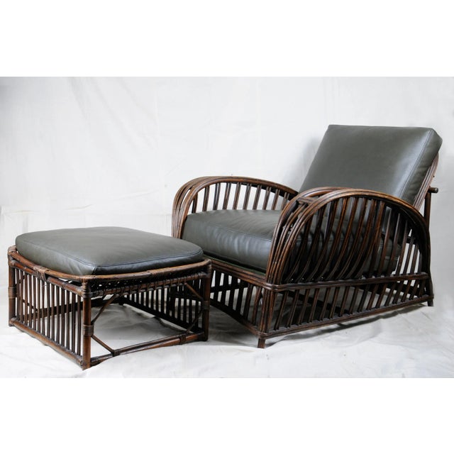 Bradley and Hubbard Leather Wicker Chair and Ottoman For Sale - Image 10 of 10