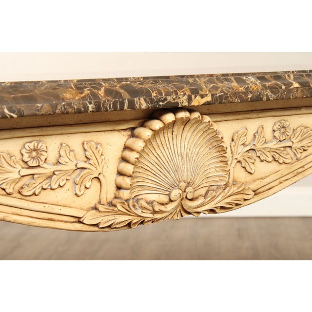 Rococo Style Carved Painted Console Table with Tessellated Marble Top For Sale In Philadelphia - Image 6 of 12