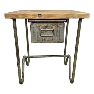 Vintage Grey Industrial Worktable, 1960s For Sale