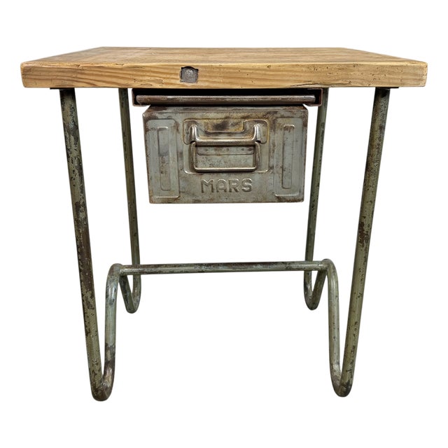 Vintage Grey Industrial Worktable, 1960s For Sale