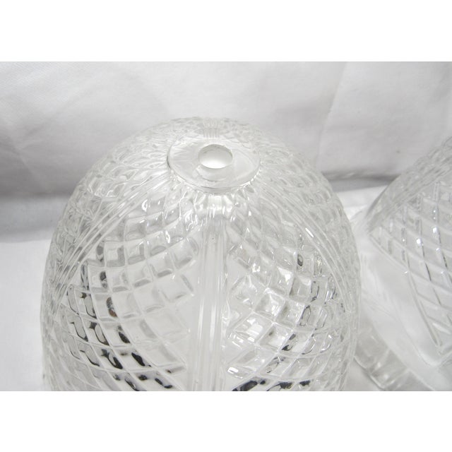 Vintage Heavy Cut Glass Light Covers Shades - a Pair For Sale - Image 15 of 17