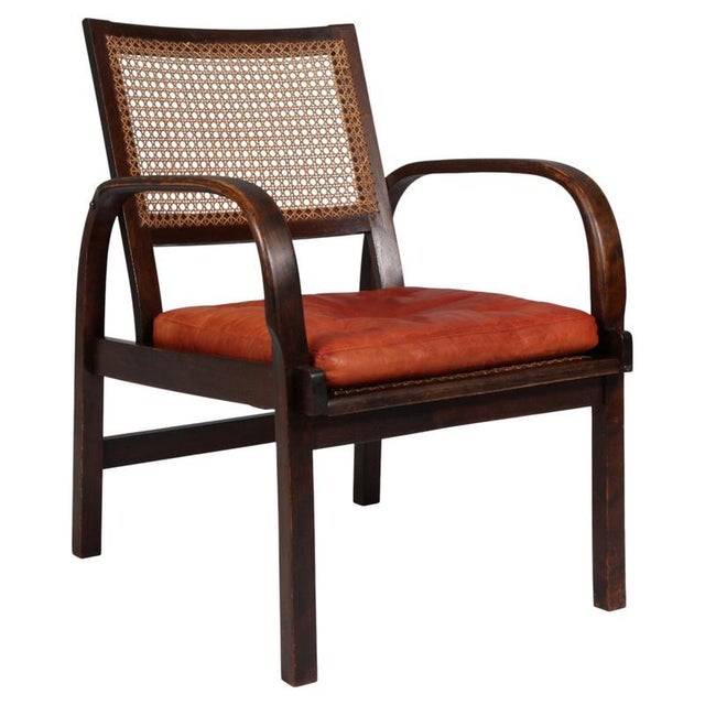 Armchair in Beech, Cane and Leather by Magnus Stephensen for Fritz Hansen 1930s For Sale - Image 10 of 10