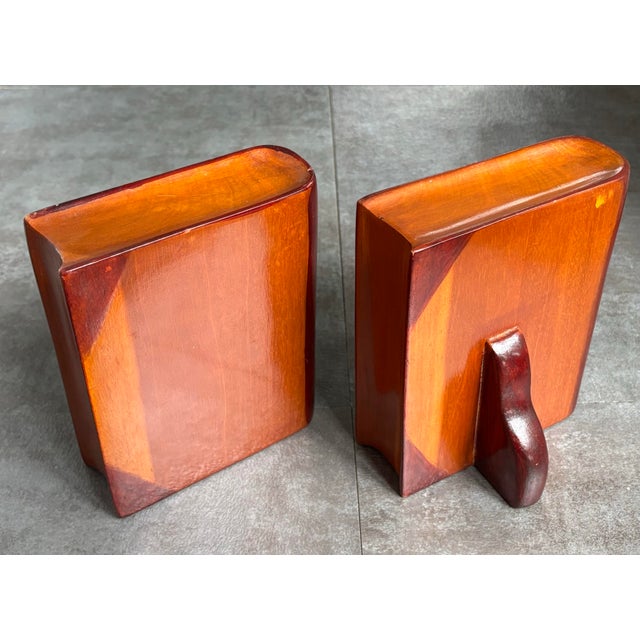 Handmade Solid Wood Book-Shaped Bookends - a Pair For Sale - Image 6 of 11