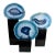 Modern Brazilian Blue Agate Slices on High-Gloss Stand Pedestals - Set of 3 For Sale