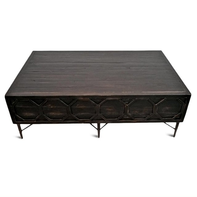 Rustic Rustic Black Hexagons Coffee Table For Sale - Image 3 of 10