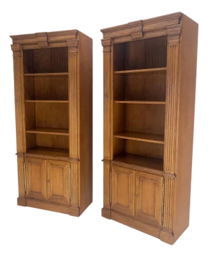 Pair of Super Fine Federal Style Frutiwood Bokcases by Bloomingdale's Italy MINT