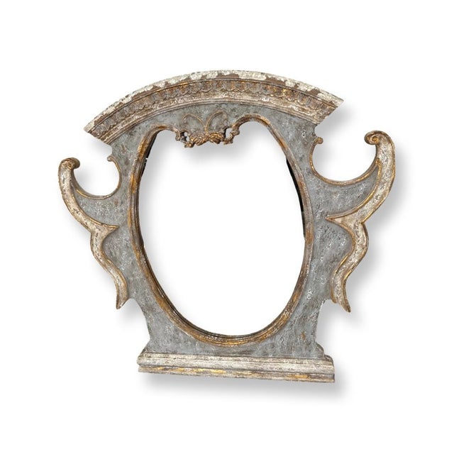 Italian Antique Italian Patinated and Gilded Wood Mirror. For Sale - Image 3 of 6