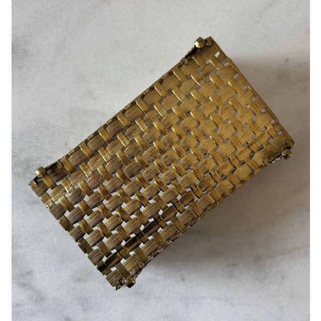Vintage Stylebuilt Brass Basket Weave Tissue Box or Towel Holder For Sale - Image 9 of 9