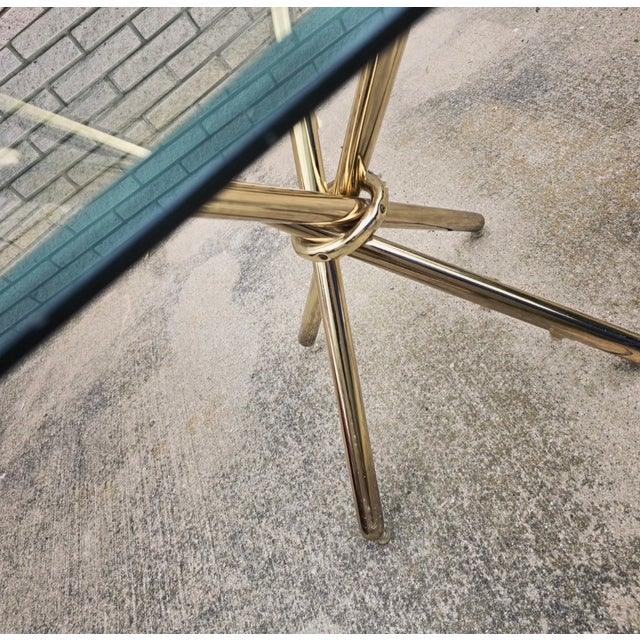 Hollywood Regency Beautiful Vintage Hollywood Regency Kitchen Table Brass Knot Base For Sale - Image 3 of 7