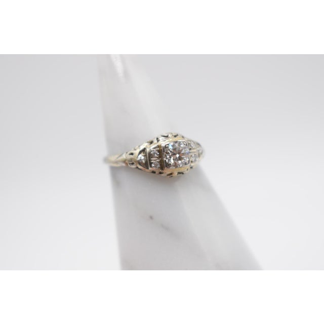 Metal Early 18th Century Art Deco Diamond Ring, Size 5.5 For Sale - Image 7 of 8