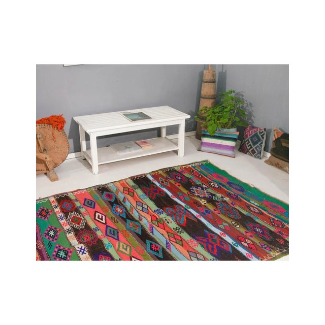 Colorful Vintage Embroidered Kilim Rug - 5`5" X 10`4" For Sale In Los Angeles - Image 6 of 6