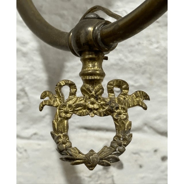Brass Vintage Art Nouveau Style Filigree Brass 4 Arm Gas Chandelier For Sale - Image 8 of 10
