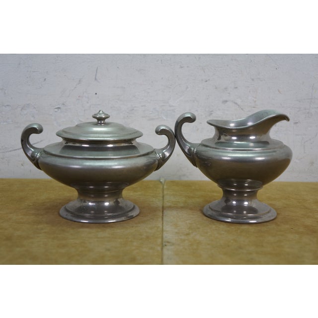 Late 20th Century Pewter Coffee Tea Samovar Service Percolator Creamer Pitcher Sugar Bowl - 4 Pcs For Sale - Image 9 of 18