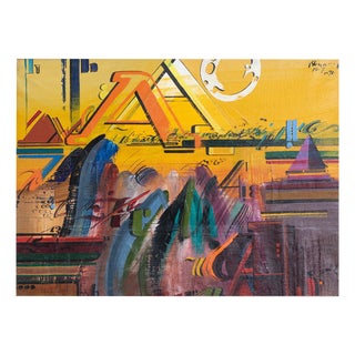 Jaume Genovart, Abstract Calligraphic Composition, Oil Painting For Sale
