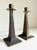 Burnt Umber Arts & Crafts Era Brass Candle Holders, a Pair, Early 20th C For Sale - Image 8 of 11