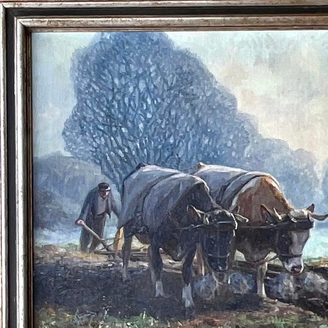 Vintage Boho Original Oil Pastoral Painting Signed Eugen Osswald For Sale - Image 13 of 13