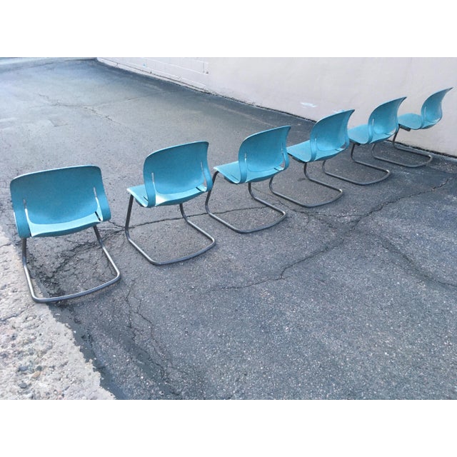 1980s Postmodern Molded Cantilever Chairs Model “Equas” From Herman Miller - Set of 6 For Sale - Image 5 of 12