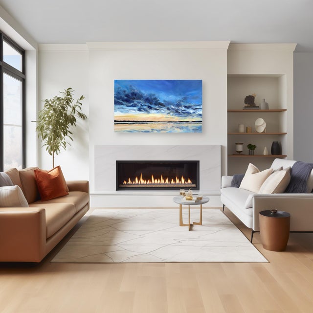 Sky Blue Where Memories Were Made - Original Atmospheric Abstract Acrylic Painting on Canvas For Sale - Image 8 of 9