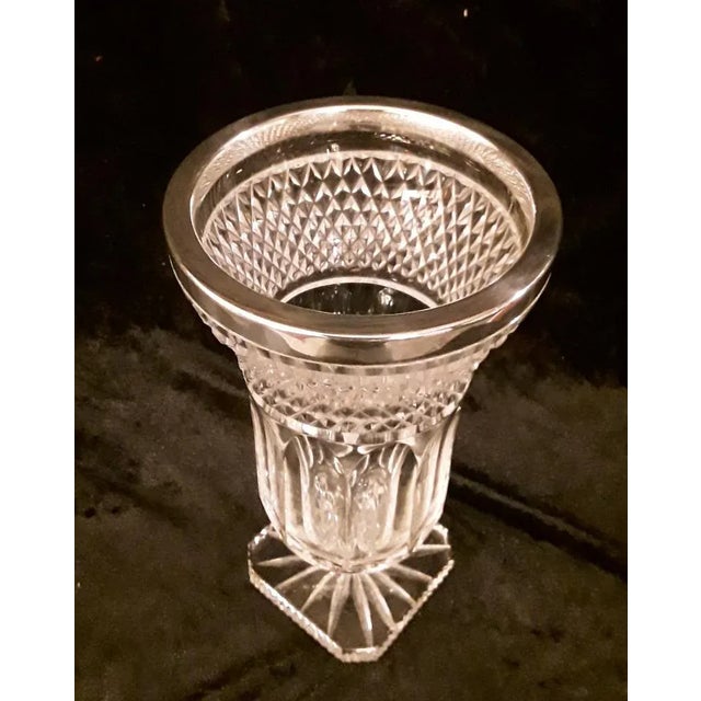 Vintage German Crystal Glass and Sterling Silver Vase from Brothers Kühn, 1970s For Sale - Image 3 of 8