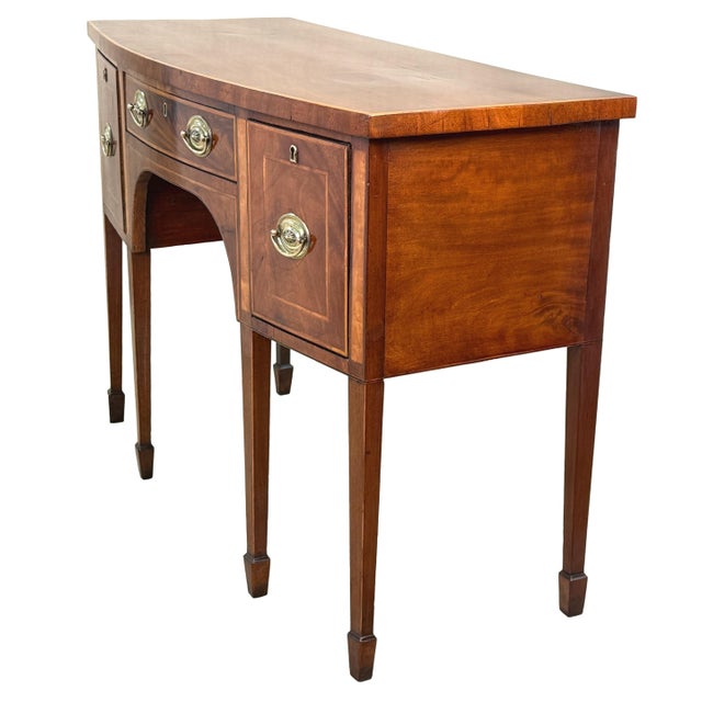 Small Georgian Mahogany Bowfront Sideboard, 1780s For Sale - Image 4 of 10