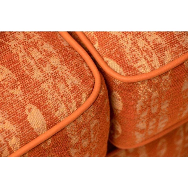 Orange British Art Deco Sofa with Cloud Back and Rounded Sides, 1930 For Sale - Image 8 of 12