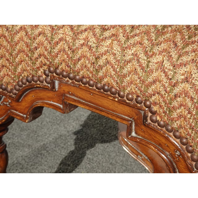 Pair Vintage Marge Carson French Country Styl Brown Ottomans W Decorative Nails For Sale - Image 12 of 18